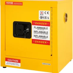 VEVOR Flammable Safety Cabinet, 11 Gal, Cold-Rolled Steel Flammable Liquid Storage Cabinet, 16.9 x 16.9 x 18.2 in Explosion Proof with 1 Door for Industrial Use, NFPA Code 30 OSHA Standards Yellow