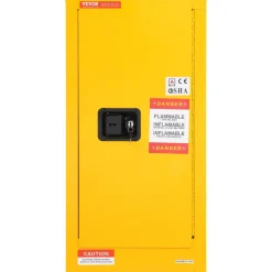 VEVOR Flammable Safety Cabinet, 16 Gal, Cold-Rolled Steel Flammable Liquid Storage Cabinet, 18.1 x 18.1 x 35.4 in Explosion Proof with 2 Adjustable Shelves 1 Door for Commercial Industrial Use, Yellow