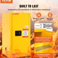 VEVOR Flammable Safety Cabinet, 16 Gal, Cold-Rolled Steel Flammable Liquid Storage Cabinet, 18.1 x 18.1 x 35.4 in Explosion Proof with 2 Adjustable Shelves 1 Door for Commercial Industrial Use, Yellow