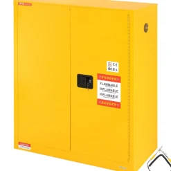 VEVOR Flammable Storage Cabinet 34 Gal, 43.1x18.1x50.1 inch Cold-Rolled Steel Flammable Liquid Storage Cabinet Explosion Proof with 1 Adjustable Shelf 2 Manual Closing Doors for Industrial Use, Yellow