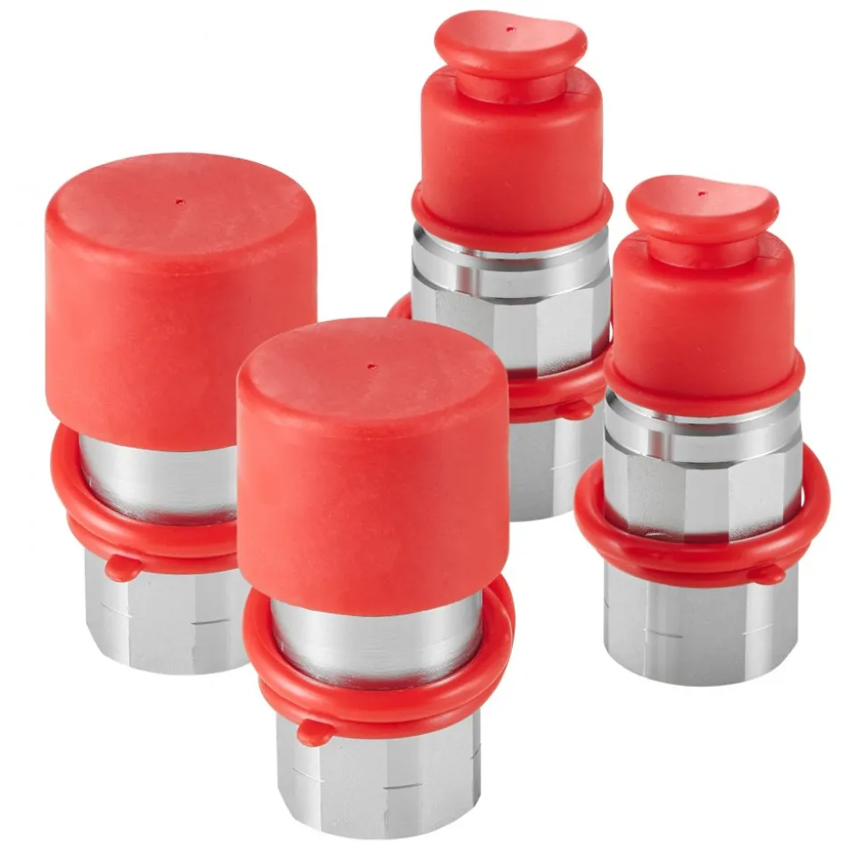 VEVOR 1/2" Flat Face Hydraulic Couplers, 1/2" NPT Skid Steer Hydraulic Quick Connect Couplers with 4 Dust Caps (ISO16028)