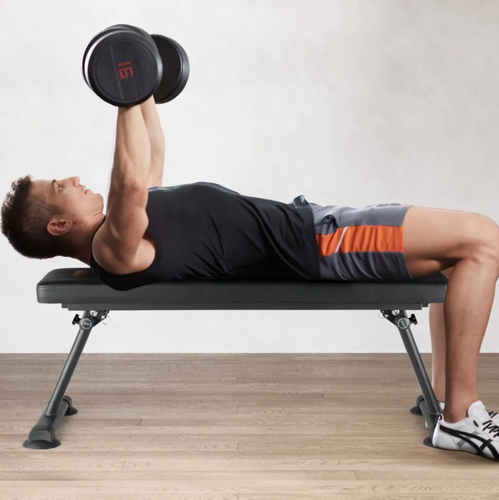 VEVOR Flat Weight Bench, Foldable Strength Training Bench, Utility Workout Bench for Full Body Workout, 1000 LBS Press Bench for Home Gym Exercise, for Multi-Purpose Weight Training and Ab Exercises