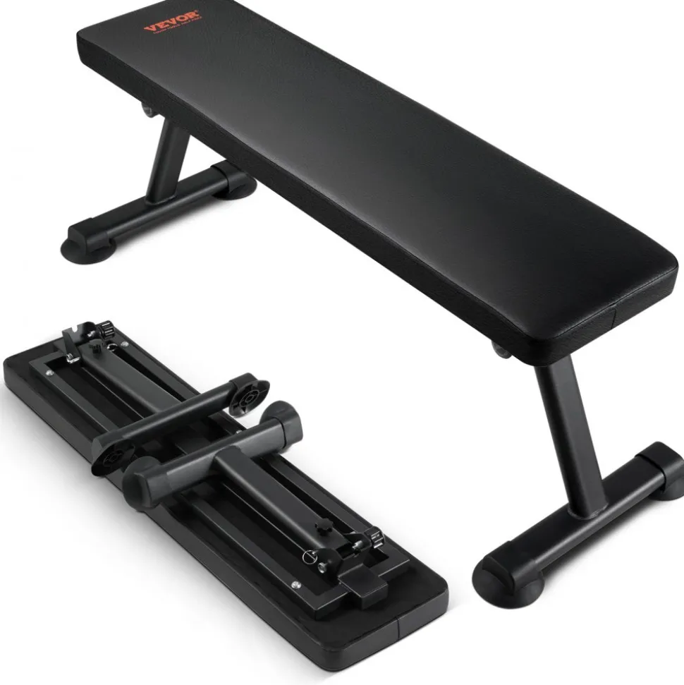 VEVOR Flat Weight Bench, Foldable Strength Training Bench, Utility Workout Bench for Full Body Workout, 1000 LBS Press Bench for Home Gym Exercise, for Multi-Purpose Weight Training and Ab Exercises