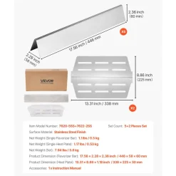 VEVOR Flavorizer Bars and Heat Deflectors, 17 inch Grill Replacement Part, for Weber Genesis 300 Series Grills, Including E310 E320 E330 S310 S320 S330, Stainless Steel Thicker Heat Plate, 7 Pack