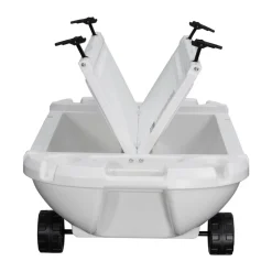 VEVOR Floating Cooler, 40 QT Floating Ice Chest with Dry Storage, Wheels & Tow Rope, Premium LLDPE Amphibious Drink Cooler for Water & Land, Cruise Stable on Lake, River, Pool, Beach, Kayak, Orange