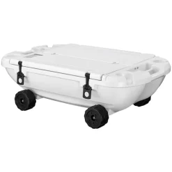 VEVOR Floating Cooler, 40 QT Floating Ice Chest with Dry Storage, Wheels & Tow Rope, Premium LLDPE Amphibious Drink Cooler for Water & Land, Cruise Stable on Lake, River, Pool, Beach, Kayak, Orange