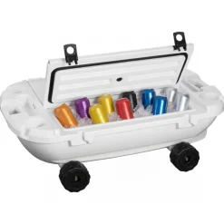 VEVOR Floating Cooler, 40 QT Floating Ice Chest with Dry Storage, Wheels & Tow Rope, Premium LLDPE Amphibious Drink Cooler for Water & Land, Cruise Stable on Lake, River, Pool, Beach, Kayak, Orange
