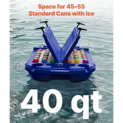 VEVOR Floating Cooler, 40 QT Floating Ice Chest with Dry Storage & Tow Rope, Premium LLDPE Amphibious Drink Cooler for Water & Land, Smooth Stable Cruiser on Lake, River, Pool, Beach, Kayak, Deep Blue
