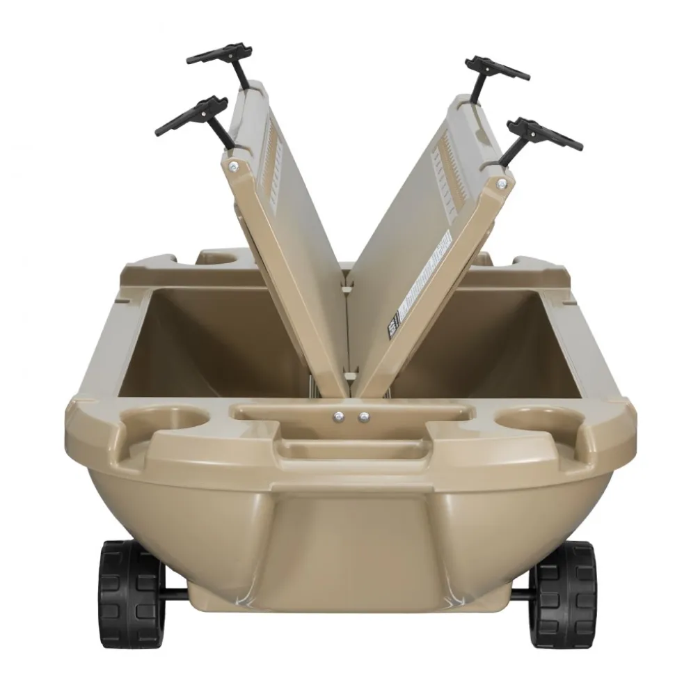 VEVOR Floating Cooler, 40 QT Floating Ice Chest with Dry Storage, Wheels & Tow Rope, Premium LLDPE Amphibious Drink Cooler for Water & Land, Stable Cruiser on Lake, River, Pool, Beach, Kayak, Apricot