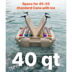 VEVOR Floating Cooler, 40 QT Floating Ice Chest with Dry Storage, Wheels & Tow Rope, Premium LLDPE Amphibious Drink Cooler for Water & Land, Stable Cruiser on Lake, River, Pool, Beach, Kayak, Apricot