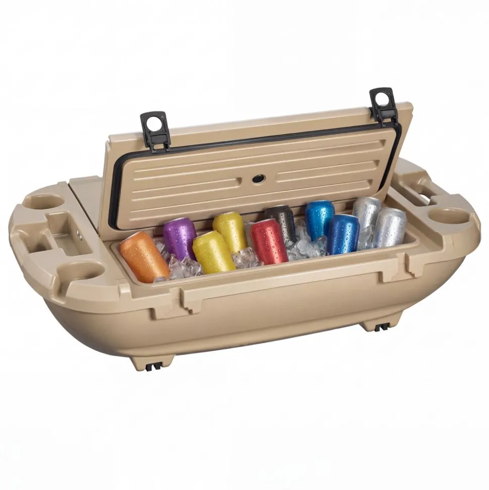 VEVOR Floating Cooler, 40 QT Floating Ice Chest with Dry Storage & Tow Rope, Premium LLDPE Amphibious Drink Cooler for Water & Land, Cruise Smoothly Stable on Lake, River, Pool, Beach, Kayak, Apricot