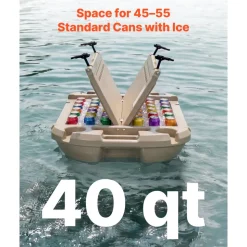 VEVOR Floating Cooler, 40 QT Floating Ice Chest with Dry Storage & Tow Rope, Premium LLDPE Amphibious Drink Cooler for Water & Land, Cruise Smoothly Stable on Lake, River, Pool, Beach, Kayak, Apricot