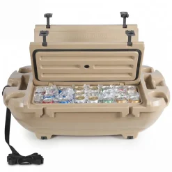 VEVOR Floating Cooler, 40 QT Floating Ice Chest with Dry Storage & Tow Rope, Premium LLDPE Amphibious Drink Cooler for Water & Land, Cruise Smoothly Stable on Lake, River, Pool, Beach, Kayak, Apricot