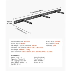 VEVOR Floating Shelf Brackets 2 Pcs, 150 lbs/68 kg Weight Capacity, 16x6.2x1.5 inch / 406.4x157.4x38.1 mm, Heavy Duty Hidden Shelf Brackets Support, Wall Mounting Invisible Floating Shelves Bracket