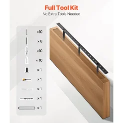 VEVOR Floating Shelf Brackets 2 Pcs, 150 lbs/68 kg Weight Capacity, 16x6.2x1.5 inch / 406.4x157.4x38.1 mm, Heavy Duty Hidden Shelf Brackets Support, Wall Mounting Invisible Floating Shelves Bracket