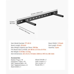 VEVOR Floating Shelf Brackets 2 Pcs, 150 lbs/68 kg Weight Capacity, 22x6.2x1.5 inch / 558.4x157.4x38.1 mm, Heavy Duty Hidden Shelf Brackets Support, Wall Mounting Invisible Floating Shelves Bracket