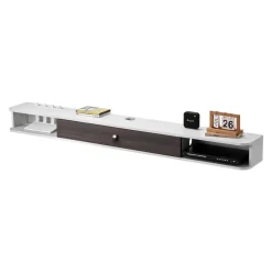 VEVOR Floating TV Stand, 70 in Wall Mount Entertainment Center with Cable Hole, Modern Floating TV Shelf with Storage Cabinet, Particle Board Console for DVD Player, Cable Box, Game Console, White