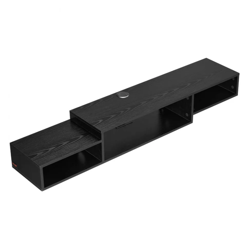 VEVOR Floating TV Stand, 59" Wall Mount Entertainment Center with Power Outlet & Cable Hole, Modern Floating TV Shelf with Storage Cabinet for DVD Player, Cable Box, Game Console, TV Accessory, Black