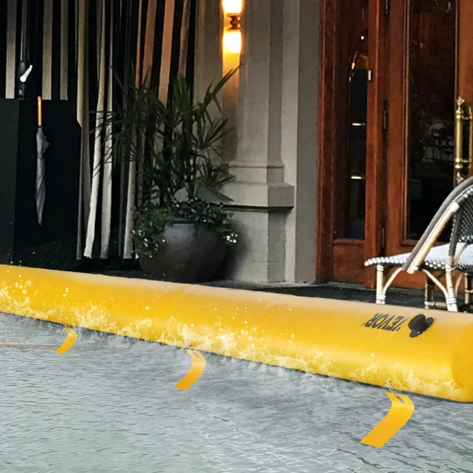 VEVOR Flood Barrier, 24 ft Length x 6 in Height Sandbag Alternative, Water Barrier for Flooding with Great Waterproof Effect, Reusable PVC Water Diversion Tubes, Flood Barriers for Home, Door, Garage