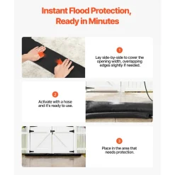 VEVOR Flood Barrier, 10 Pack, 5 x 0.7 ft Flood Bags with Bucket, Reusable Water Absorbent Barrier Activated by Water, Sandless Sandbags Blockage, Flooding Prevention Bags for Basement, Garage, Doorway