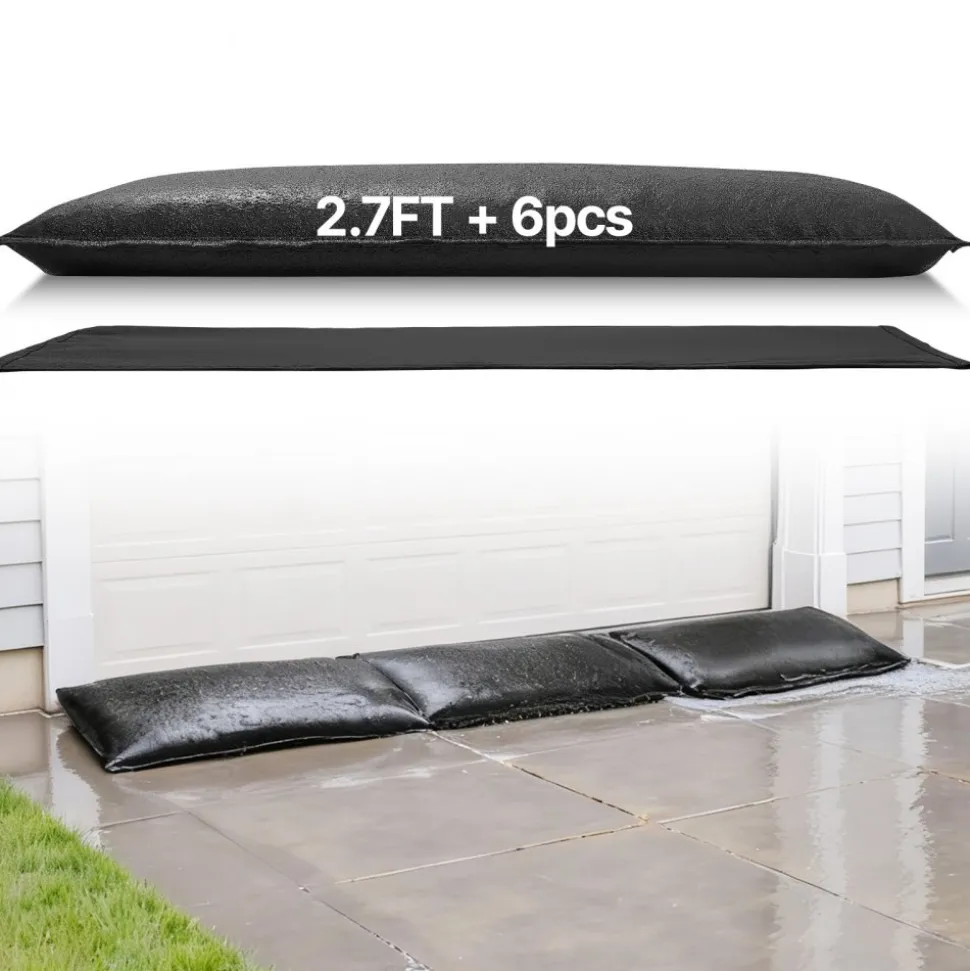 VEVOR Flood Barrier, 6 Pack, 2.7 x 1.4 ft Flood Bags Activated by Water, Reusable Water Absorbent Barrier, Sandless Sandbags Blockage, Flooding Prevention Bags for Home, Doorways, Basement, Garage