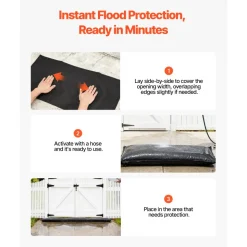 VEVOR Flood Barrier, 6 Pack, 2.7 x 1.4 ft Flood Bags Activated by Water, Reusable Water Absorbent Barrier, Sandless Sandbags Blockage, Flooding Prevention Bags for Home, Doorways, Basement, Garage