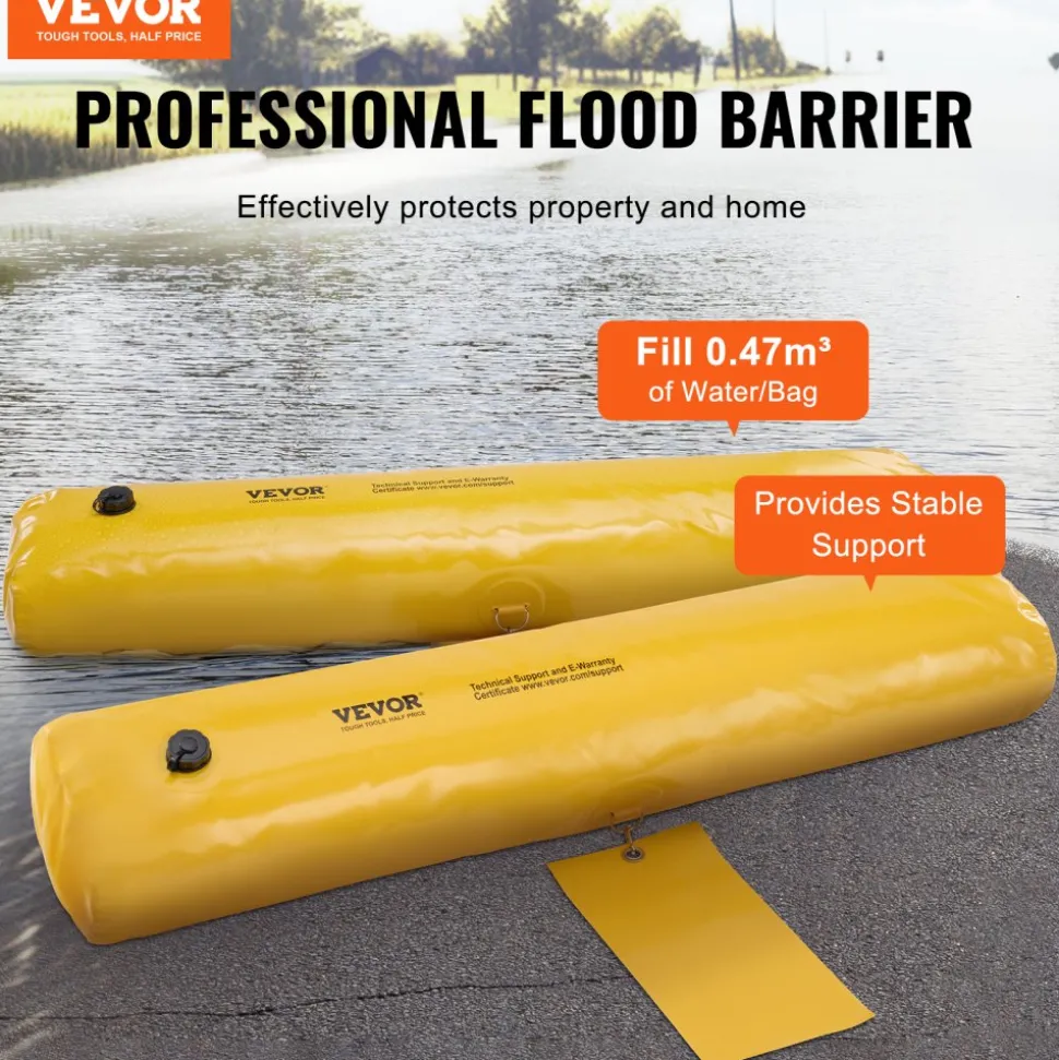 VEVOR Flood Barriers, Sandbag Alternative Flood Bags 4 Pack, Flood Barrier for Home, Water Barriers for Flooding, Doorway, Driveway(4FTx6in)