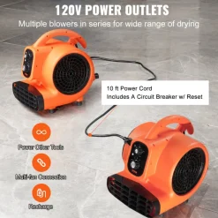 VEVOR Floor Blower, 1/4 HP, 1000 CFM Air Mover for Drying and Cooling, Portable Carpet Dryer Fan with 4 Blowing Angles and Time Function, for Janitorial, Home, Commercial, Industrail Use, ETL Listed