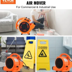 VEVOR Floor Blower, 1/4 HP, 1000 CFM Air Mover for Drying and Cooling, Portable Carpet Dryer Fan with 4 Blowing Angles and Time Function, for Janitorial, Home, Commercial, Industrail Use, ETL Listed