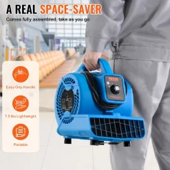 VEVOR Floor Blower, 1360 RPM 600 CFM, Air Mover for Drying and Cooling, Portable Carpet Dryer Fan with 4 Blowing Angles,3-Speeds Adjustment, for Janitorial, Home, Plumbing, Commercial Use
