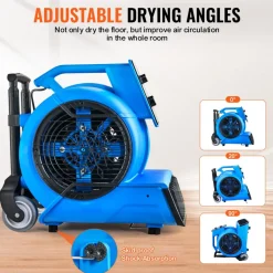VEVOR Floor Blower, 1560 RPM 4000 CFM, Air Mover for Drying and Cooling, Portable Carpet Dryer Fan with 3 Blowing Angles, Timer, 3-Speeds Adjustment, for Janitorial, Home, Commercial Use
