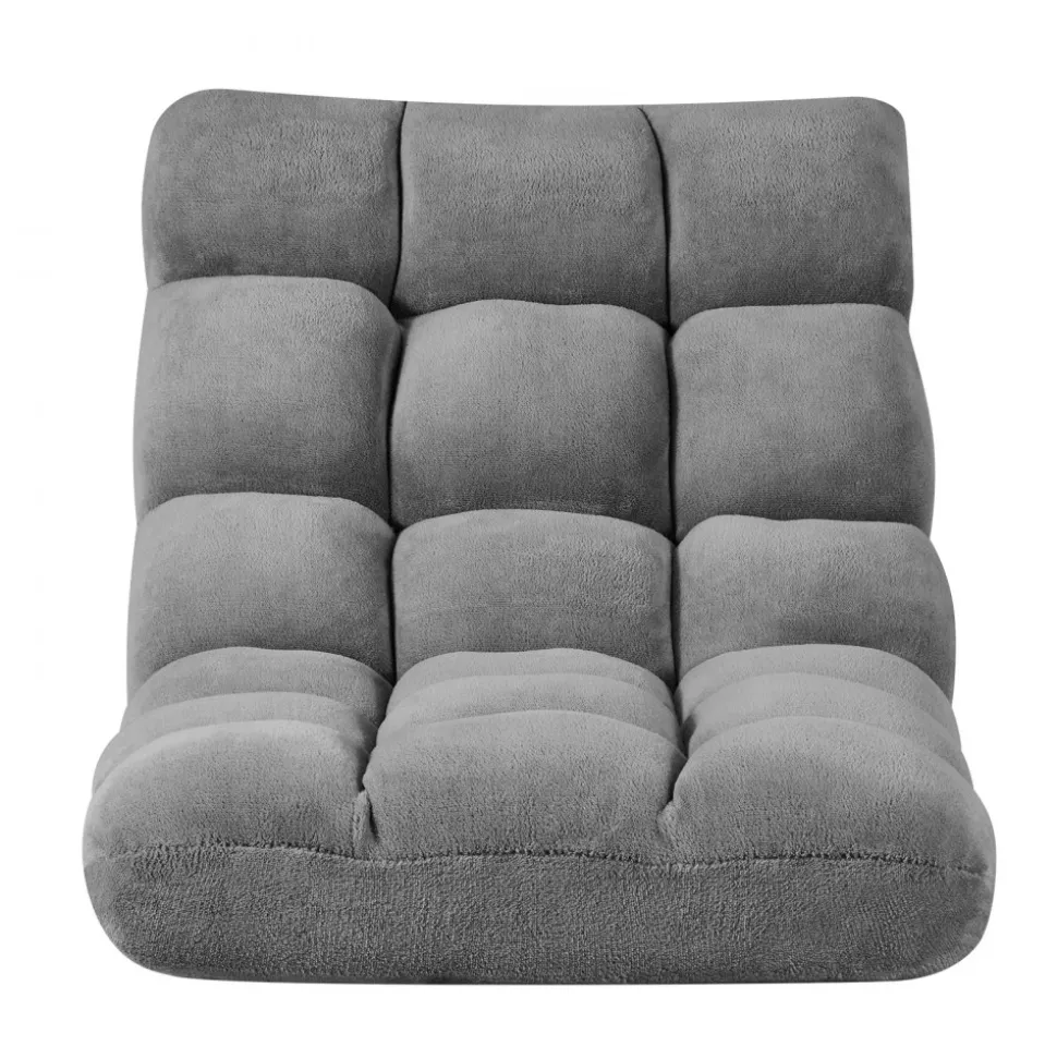 VEVOR Floor Chair, 14 Adjustable Positions Folding Floor Gaming Chair with Back Support, Sturdy Metal Frame with Recycled Foam and Coral Fleece Surface, Multifunctional for Reading, Relaxing, Gray
