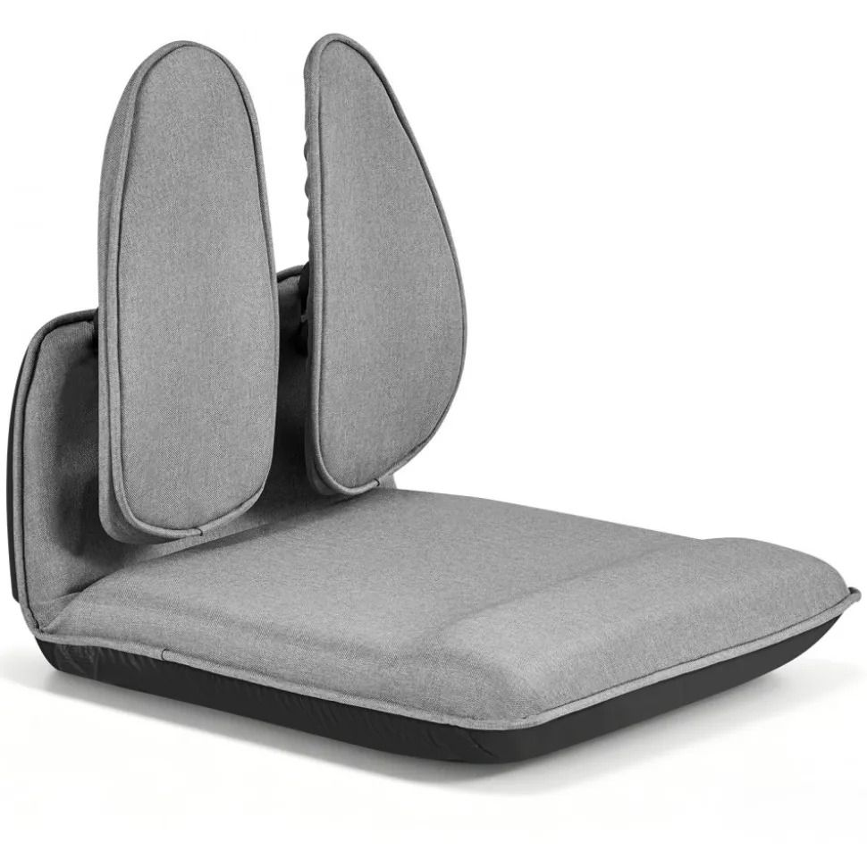 VEVOR Floor Chair, 5 Adjustable Positions Folding Floor Gaming Chair with Ergonomic Back Support, Sturdy Metal Frame with Recycled Foam and Linen Fabric, Multifunctional for Reading, Relaxing, Gray