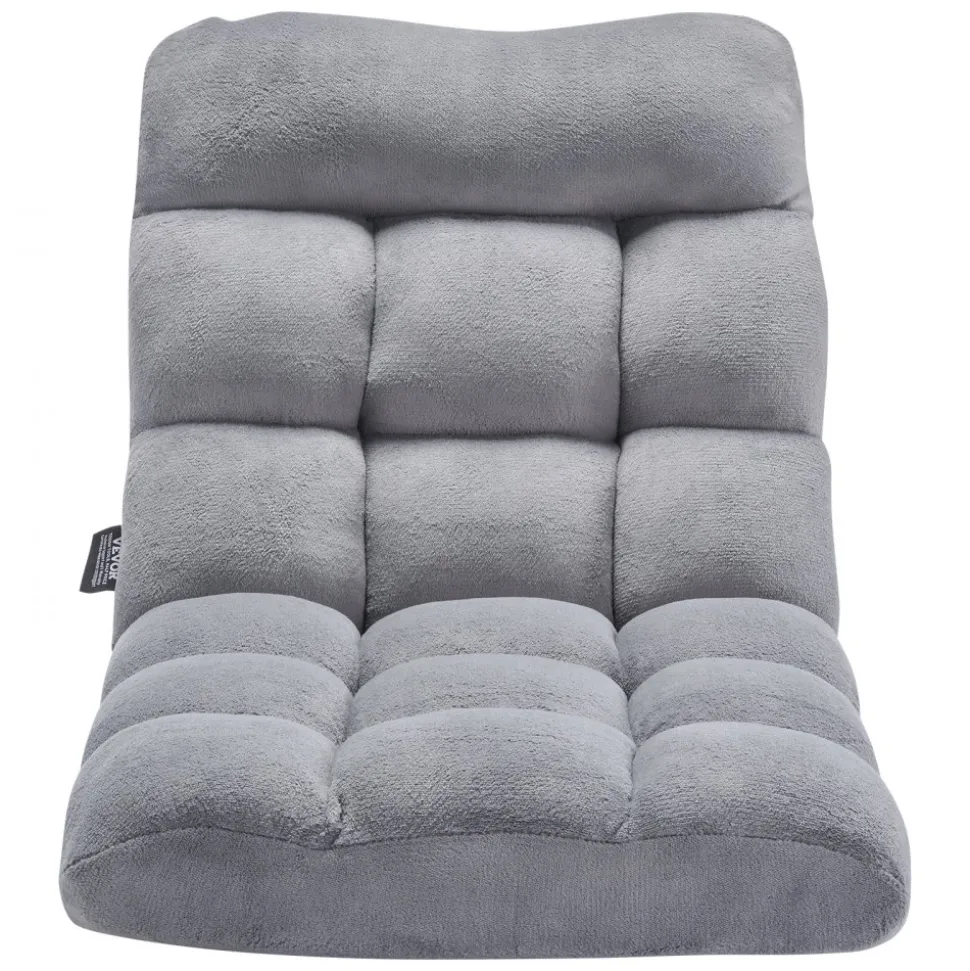 VEVOR Floor Chair, Recycled Foam Folding Sofa Chair with 14 Adjustable Positions, Multifunctional Floor Chair with Back Support Ideal for Sleeping Reading, Floor Gaming Chair Suitable for Kids, Gray