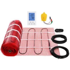 VEVOR Floor Heating Mat, 20 Sq. ft, Electric Radiant In-Floor Heated Warm System with Digital Floor Sensing Thermostat, Includes Installation Monitor, Adhesive Back for Easy Installation on The Floor