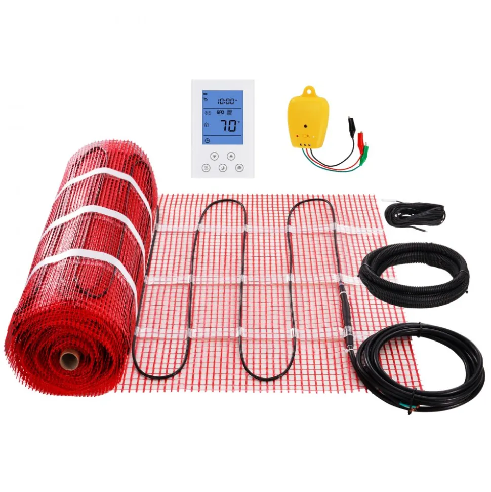 VEVOR Floor Heating Mat, 20 Sq. ft, Electric Radiant In-Floor Heated Warm System with Digital Floor Sensing Thermostat, Includes Installation Monitor, Adhesive Back for Easy Installation on The Floor