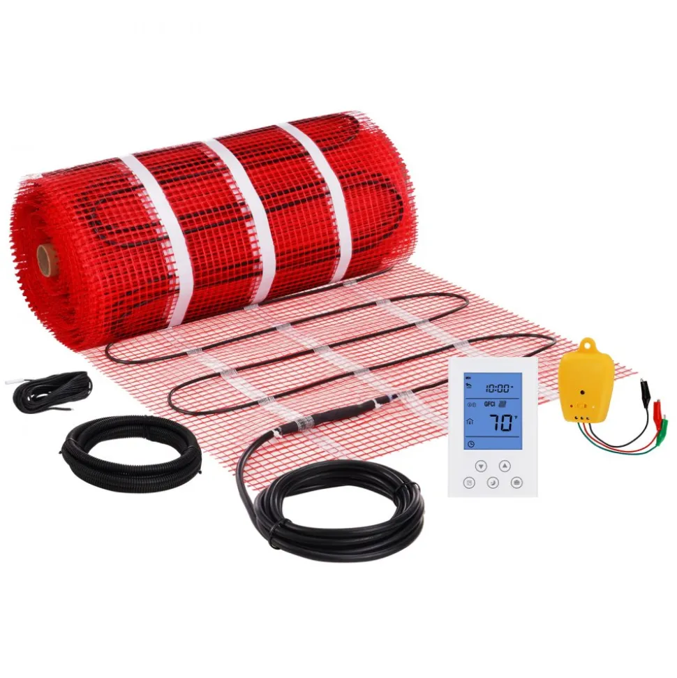VEVOR Floor Heating Mat, 20 Sq. ft, Electric Radiant In-Floor Heated Warm System with Digital Floor Sensing Thermostat, Includes Installation Monitor, Adhesive Back for Easy Installation on The Floor
