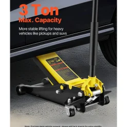 VEVOR Floor Jack, 3 Ton Low Profile Floor Jack, Heavy-duty Steel Racing Floor Jack with Dual Pistons Quick Lift Pump, Floor Jack Lifting Range 3.35"-19.69"