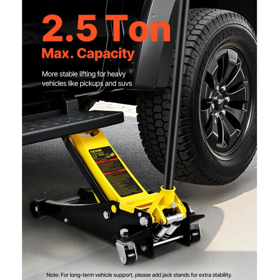 VEVOR Floor Jack, 2.5 Ton Low Profile Floor Jack, Heavy-duty Steel Racing Floor Jack with Dual Pistons Quick Lift Pump, Floor Jack Lifting Range 3.64"-19.49"
