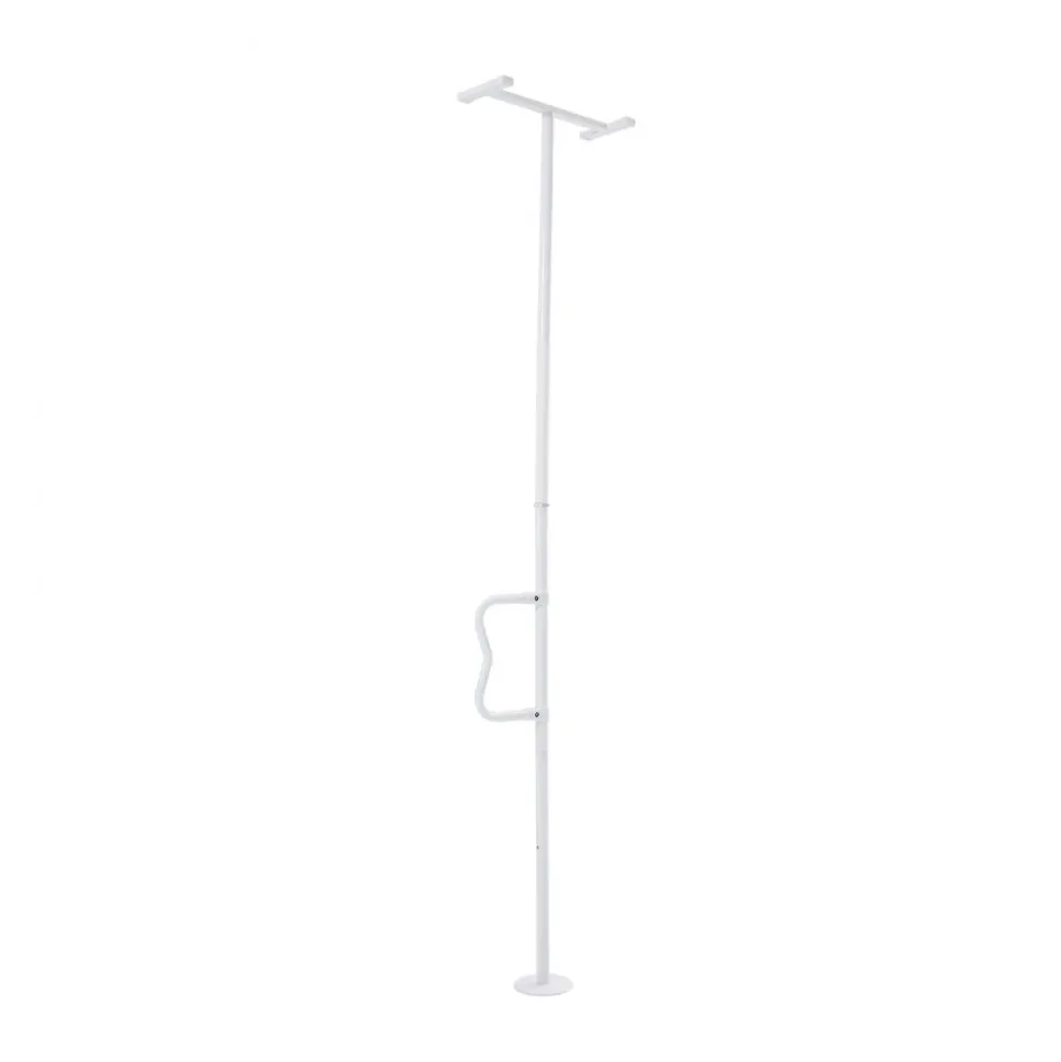 VEVOR Floor-to-Ceiling Transfer Pole, Tension Mounted Bathroom Grab Bar with Anti-Slip Curve Handle, 300 Lbs Capacity Security Pole for Elderly, Ideal Senior Safety Pole for 7-10 Ft Ceilings, White