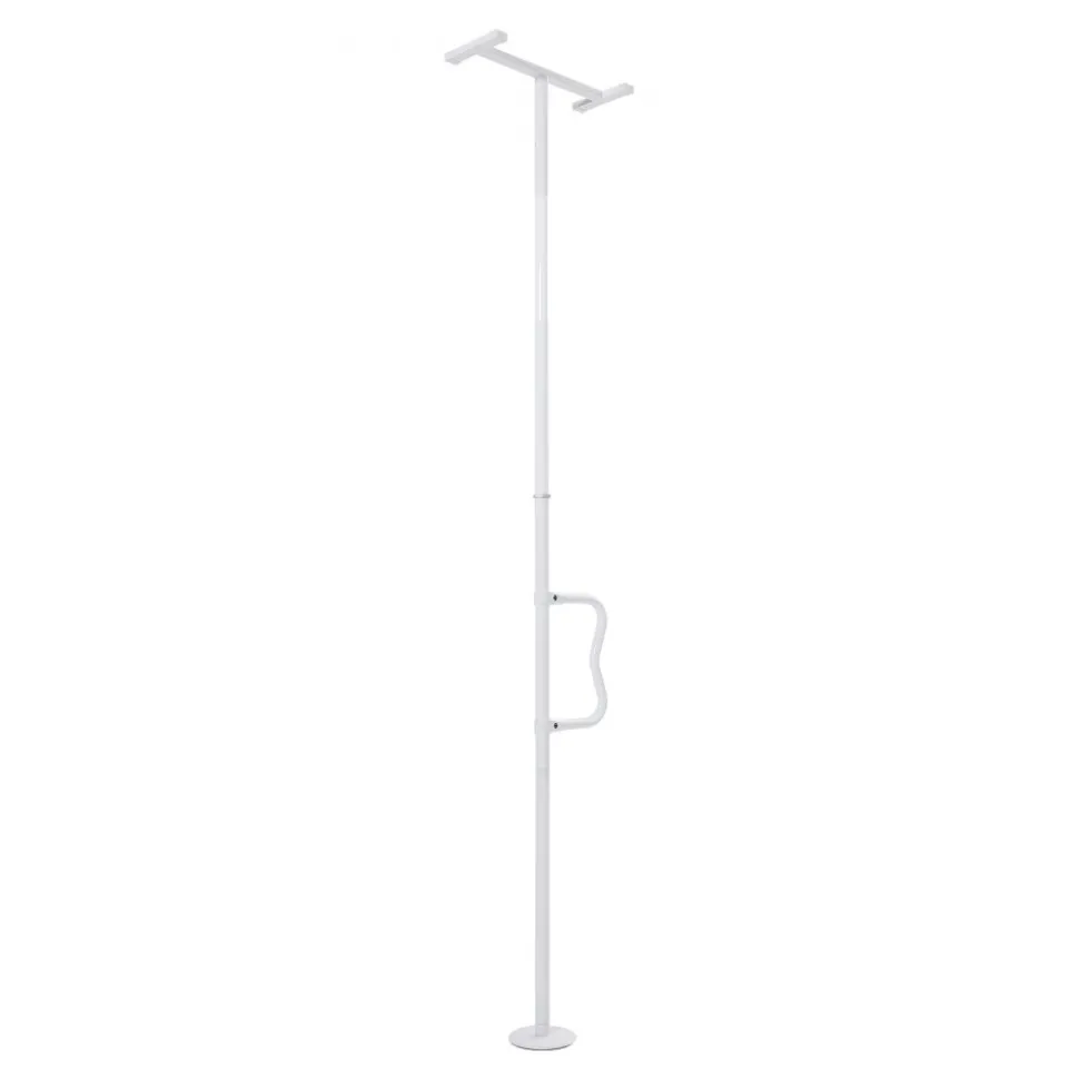 VEVOR Floor-to-Ceiling Transfer Pole, Tension Mounted Bathroom Grab Bar with Anti-Slip Curve Handle, 300 Lbs Capacity Security Pole for Elderly, Ideal Senior Safety Pole for 7-10 Ft Ceilings, White
