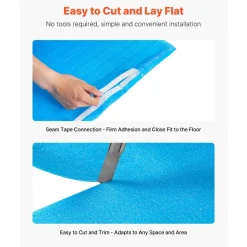 VEVOR Floor Underlayment 600 sq. ft, 3-in-1 2 mm Thick Flooring Padding with Tape & Vapor Barrier, Heavy Duty EPE Foam Soundproofing & Noise Reduction, for Laminate Wood (6 Rolls x 100 sq. ft)