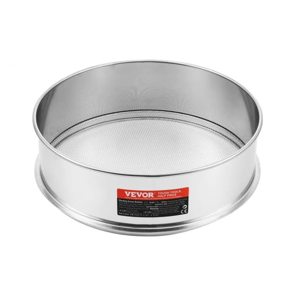 VEVOR Flour Sieve Fine Mesh, 12 Mesh Flour Sifter, 304 Stainless Steel Fine Mesh Sifter Food-grade, Dia. 12.6" Fine Mesh Strainers for Baking, 5 Sizes Mesh hole for Mungbean, Rice, Flour, Pearl Powder