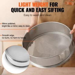 VEVOR Flour Sieve Fine Mesh, 150 Mesh Flour Sifter, 304 Stainless Steel Fine Mesh Sifter Food-grade, 12.6