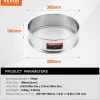 VEVOR Flour Sieve Fine Mesh, 10 Mesh Flour Sifter, 304 Stainless Steel Fine Mesh Sifter Food-grade, Dia. 12.6" Fine Mesh Strainers for Baking, 5 Sizes Mesh hole for Mungbean, Rice, Flour, Pearl Powder