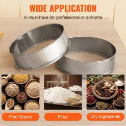 VEVOR Flour Sieve Fine Mesh, 10 Mesh Flour Sifter, 304 Stainless Steel Fine Mesh Sifter Food-grade, Dia. 12.6