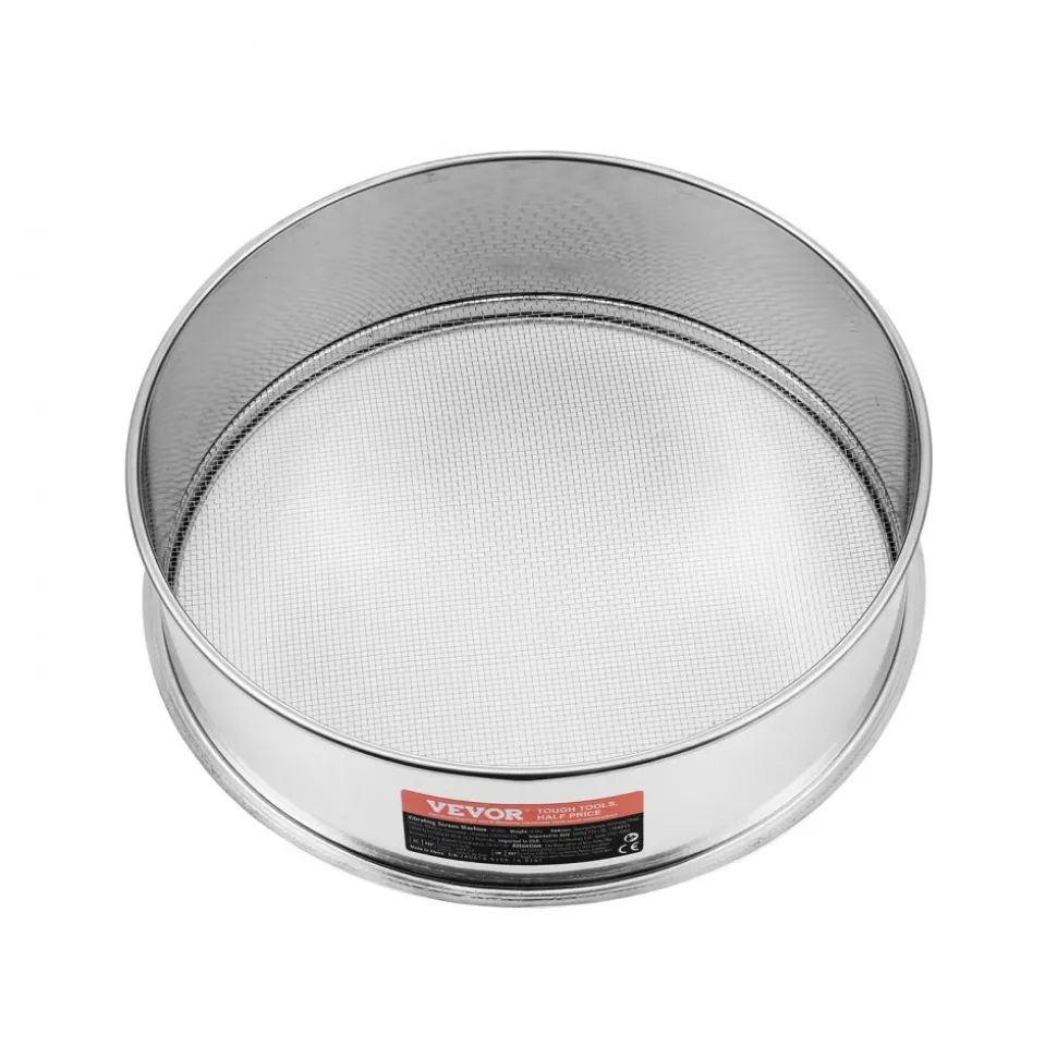 VEVOR Flour Sieve Fine Mesh, 10 Mesh Flour Sifter, 304 Stainless Steel Fine Mesh Sifter Food-grade, Dia. 12.6" Fine Mesh Strainers for Baking, 5 Sizes Mesh hole for Mungbean, Rice, Flour, Pearl Powder