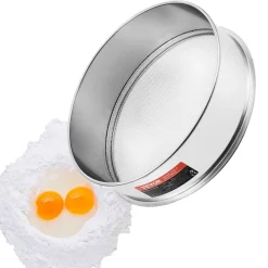 VEVOR Flour Sieve Fine Mesh, 10 Mesh Flour Sifter, 304 Stainless Steel Fine Mesh Sifter Food-grade, Dia. 12.6
