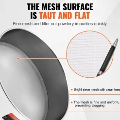 VEVOR Flour Sieve Fine Mesh, 40 Mesh Flour Sifter, 304 Stainless Steel Fine Mesh Sifter Food-grade, Dia. 12.6" Fine Mesh Strainers for Baking, 5 Sizes Mesh hole for Mungbean, Rice, Flour, Pearl Powder