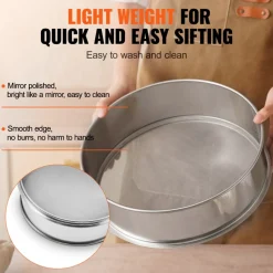 VEVOR Flour Sieve Fine Mesh, 80 Mesh Flour Sifter, 304 Stainless Steel Fine Mesh Sifter Food-grade, Dia. 12.6